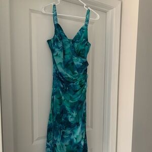 Lulu's Teal Floral Strapless Dress